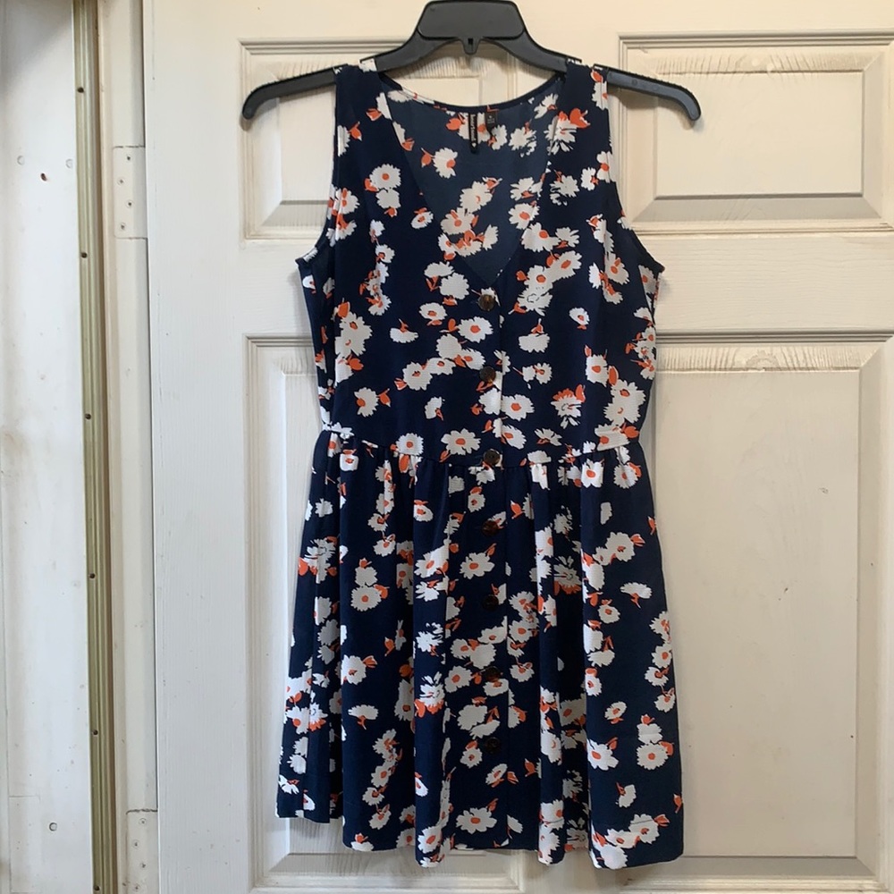 Navy blue floral summer dress